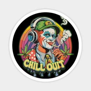 Chill Out: Pop Culture Clown Art Piece smoking and chilling Magnet